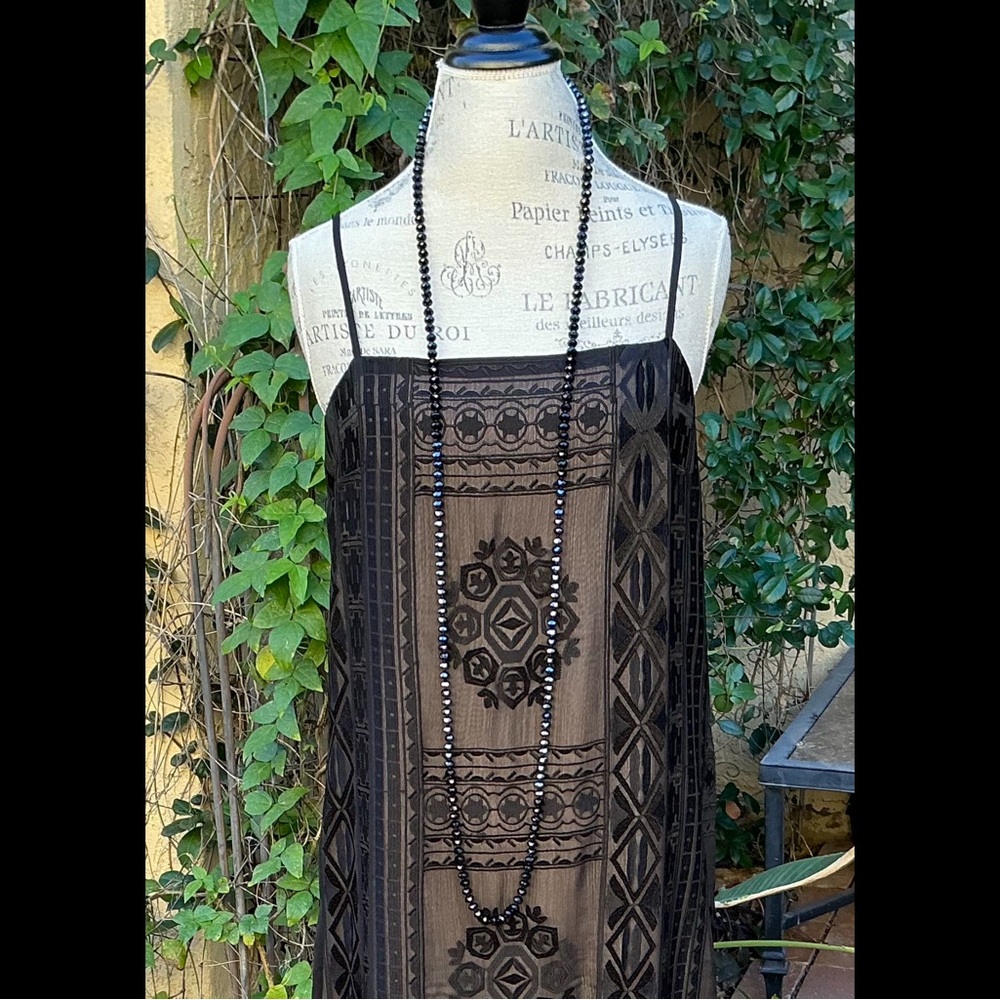 Flapper Long 60” Crystal 1920’s Look Necklace Like Onyx Jet Double / Triple It